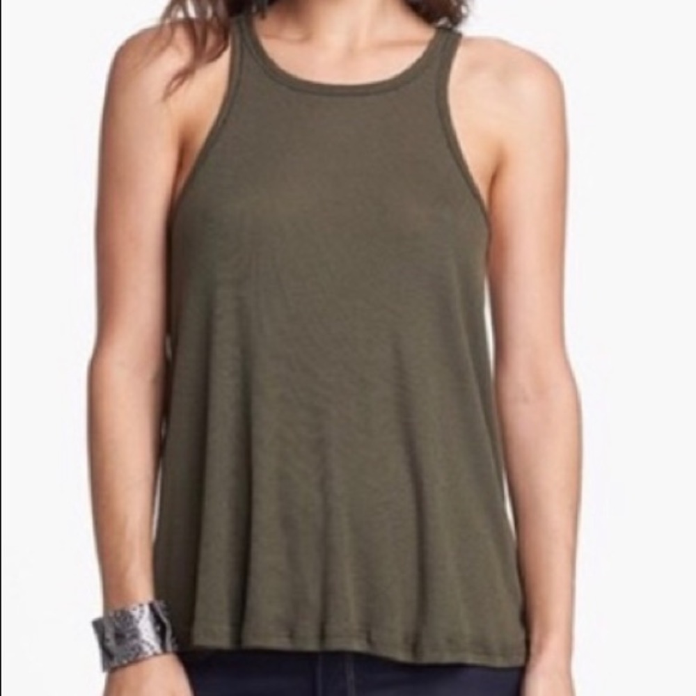 Free People Ribbed High Neck Tank Top